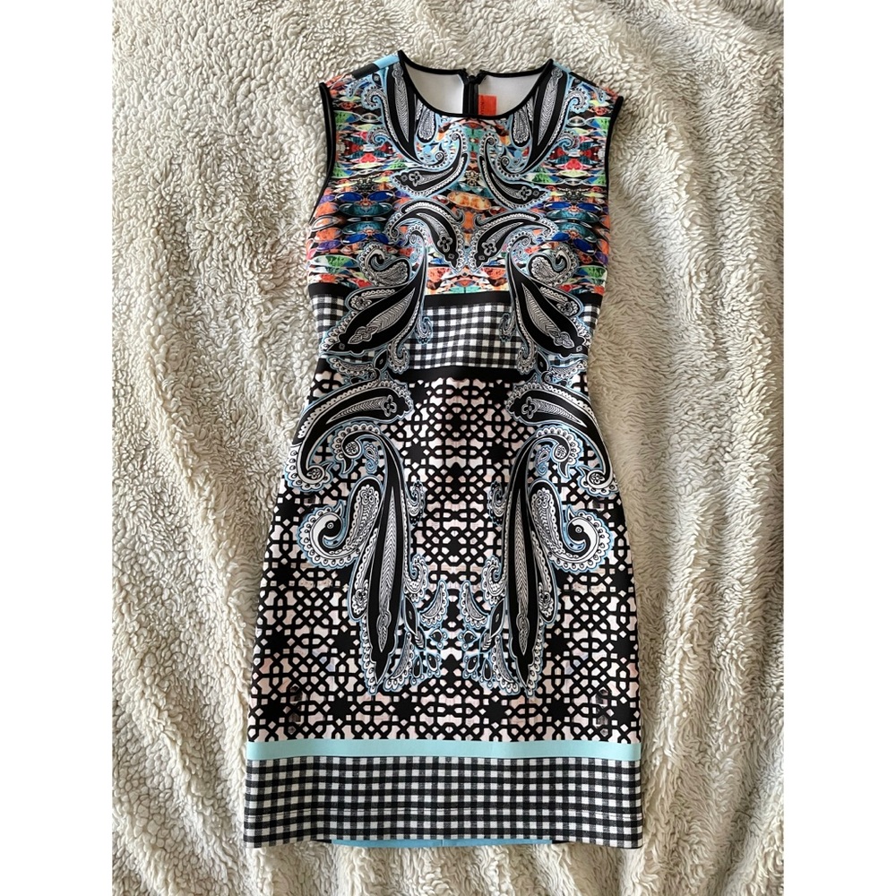 Clover Canyon Neoprene Paisley Print Mini Dress